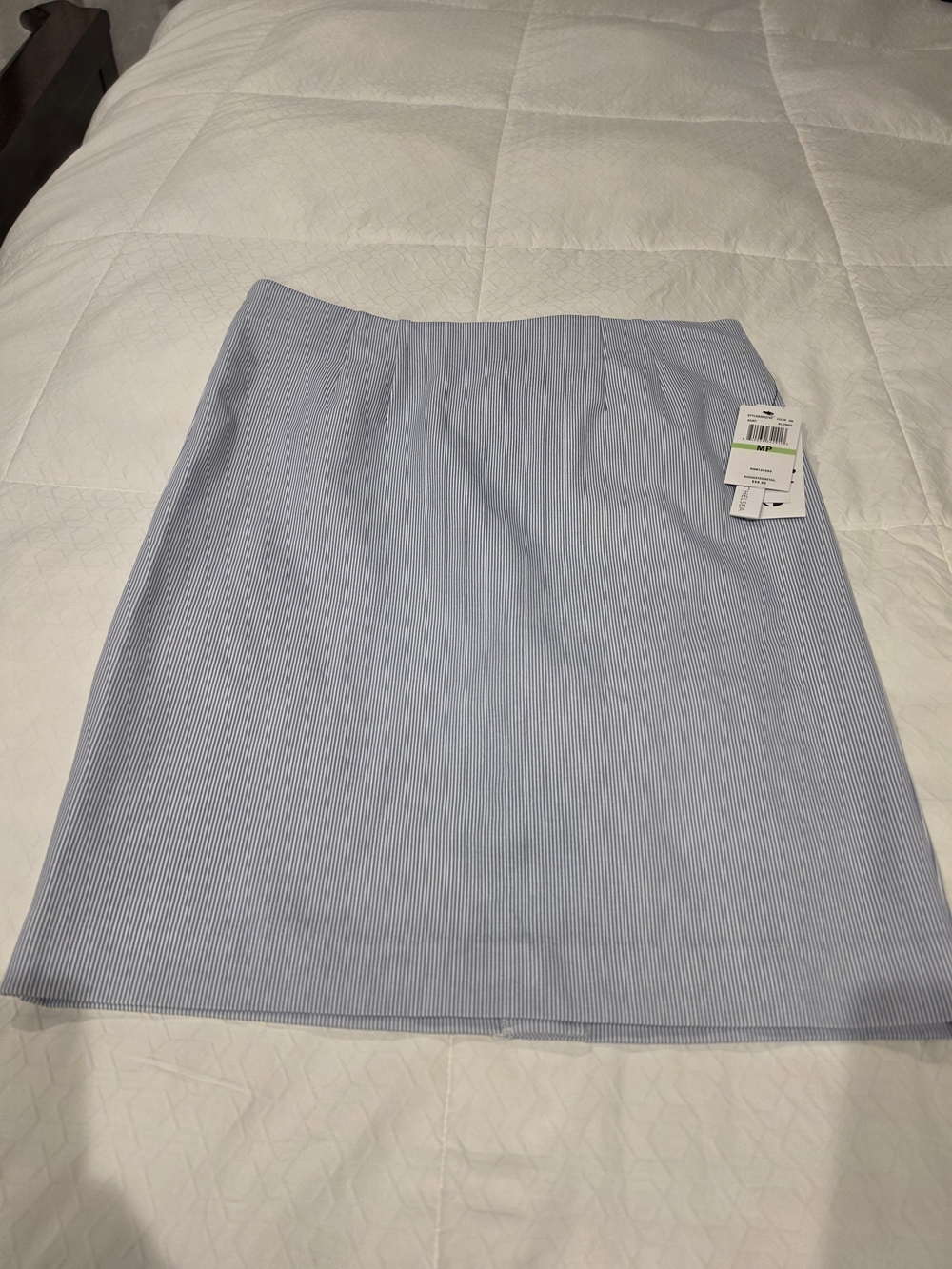 Amanda & Chelsea Light Blue Pinstripe Pencil Skirt, Stretch & Comfort Waist